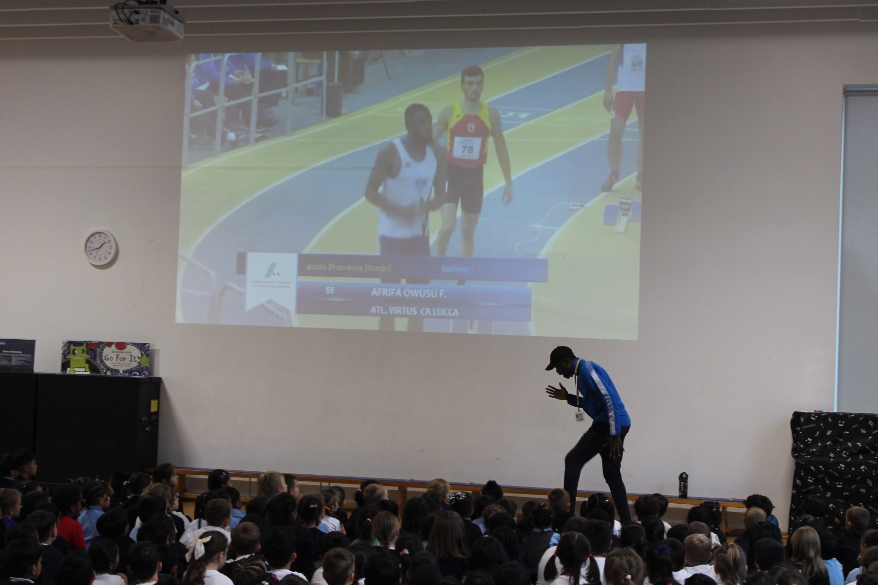 Fred Afrifa talking in assembly about his life