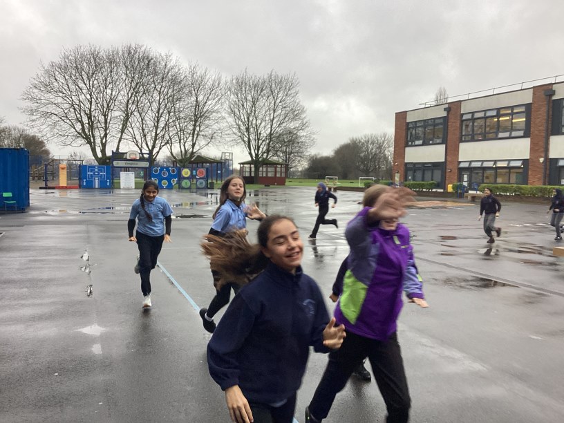Year 6 running in the playground