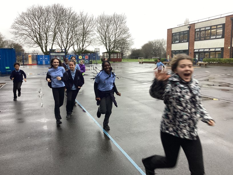 Year 6 running in the playground