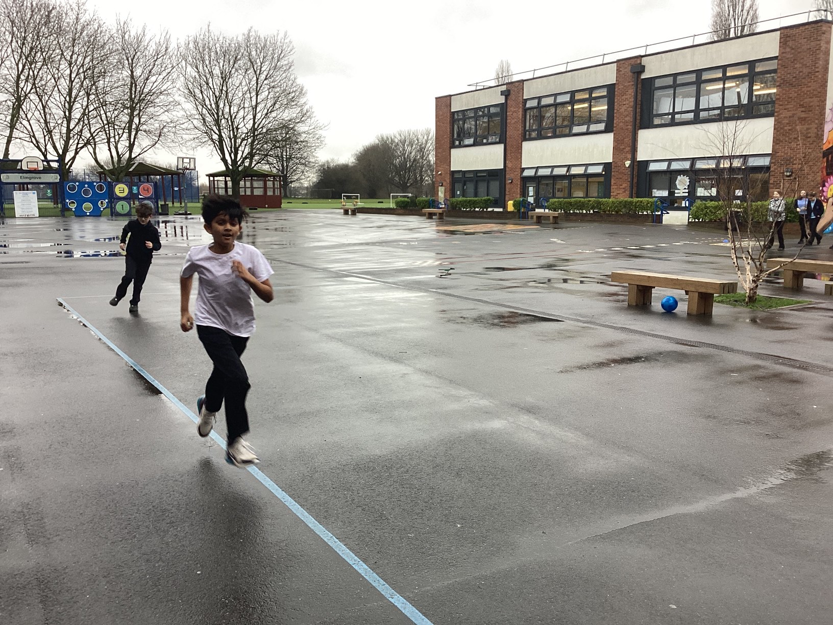 Year 6 running in the playground