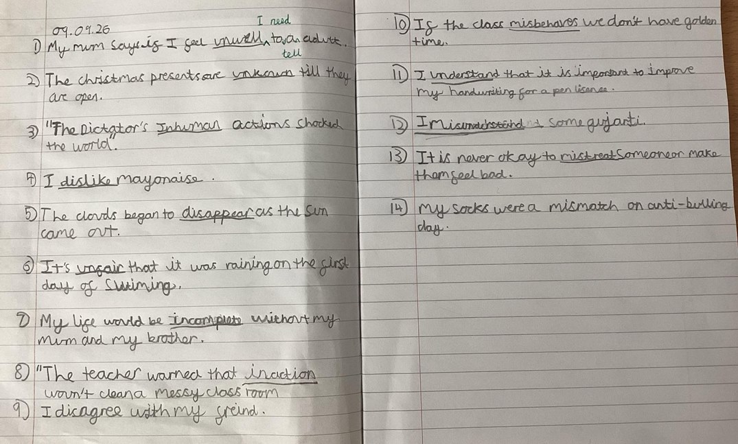 Year 4 writing