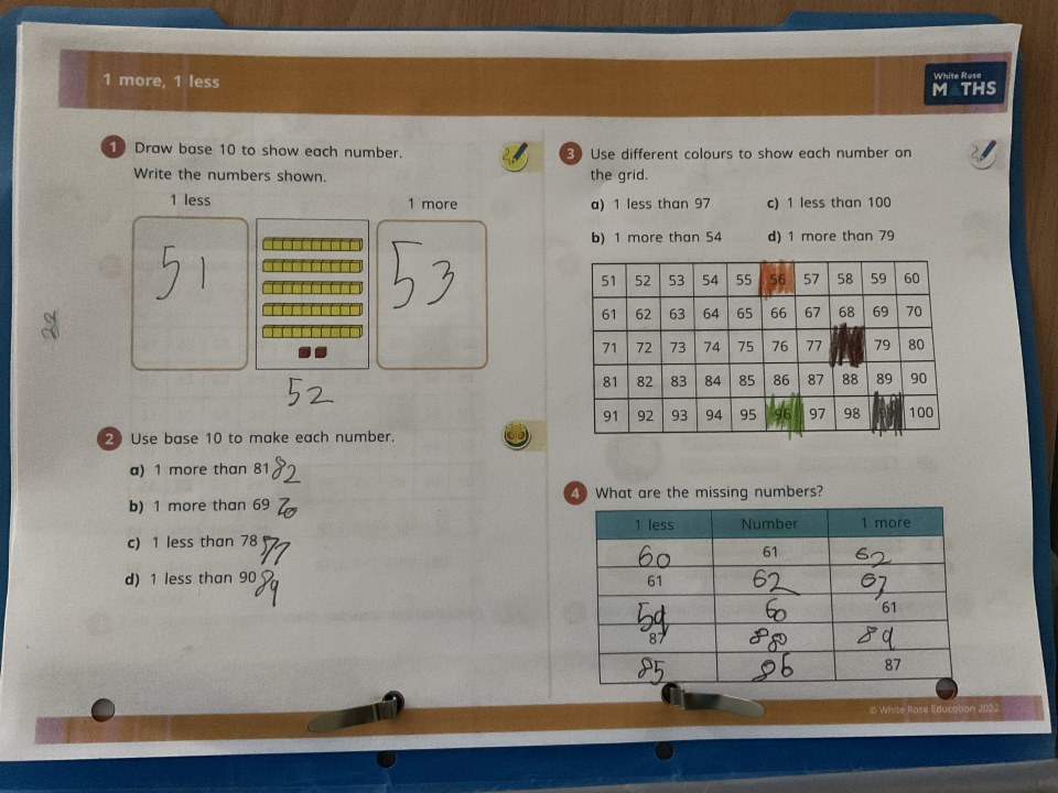 Year 1 maths sample