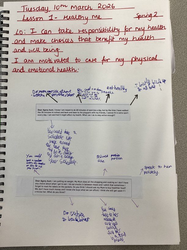 PSHE work on health and wellbeing