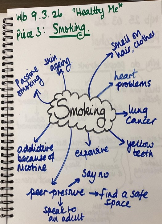 Year 4 work on learning about the effects of smoking
