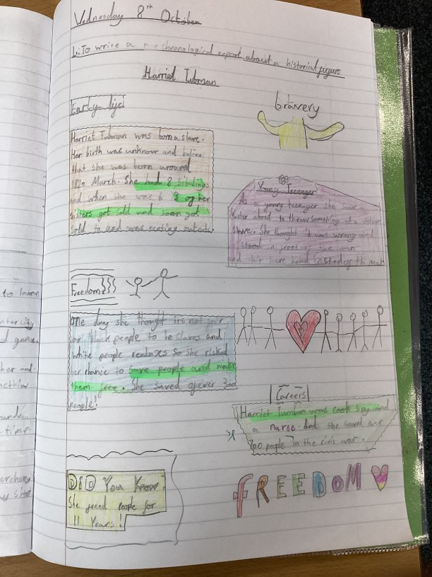 Year 4 child's literacy work