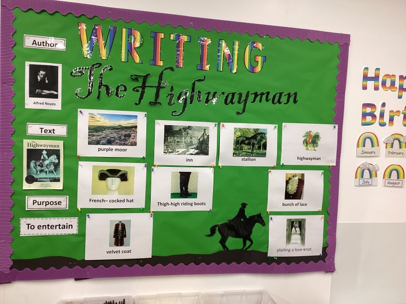 Writing display board of the highwayman