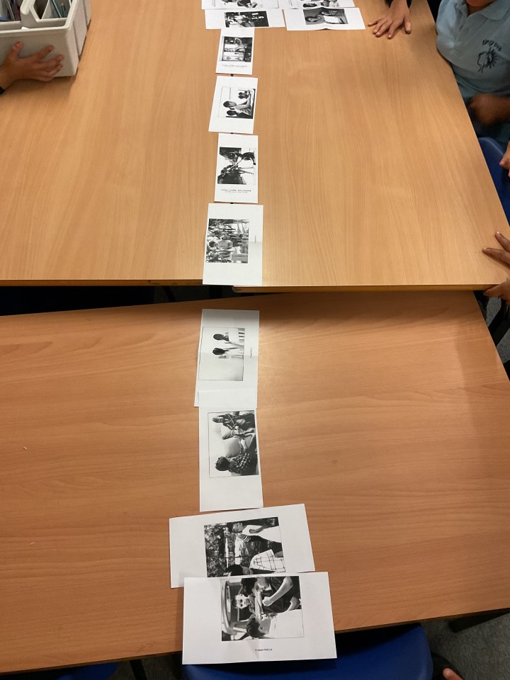 Pictures arranged to tell a story