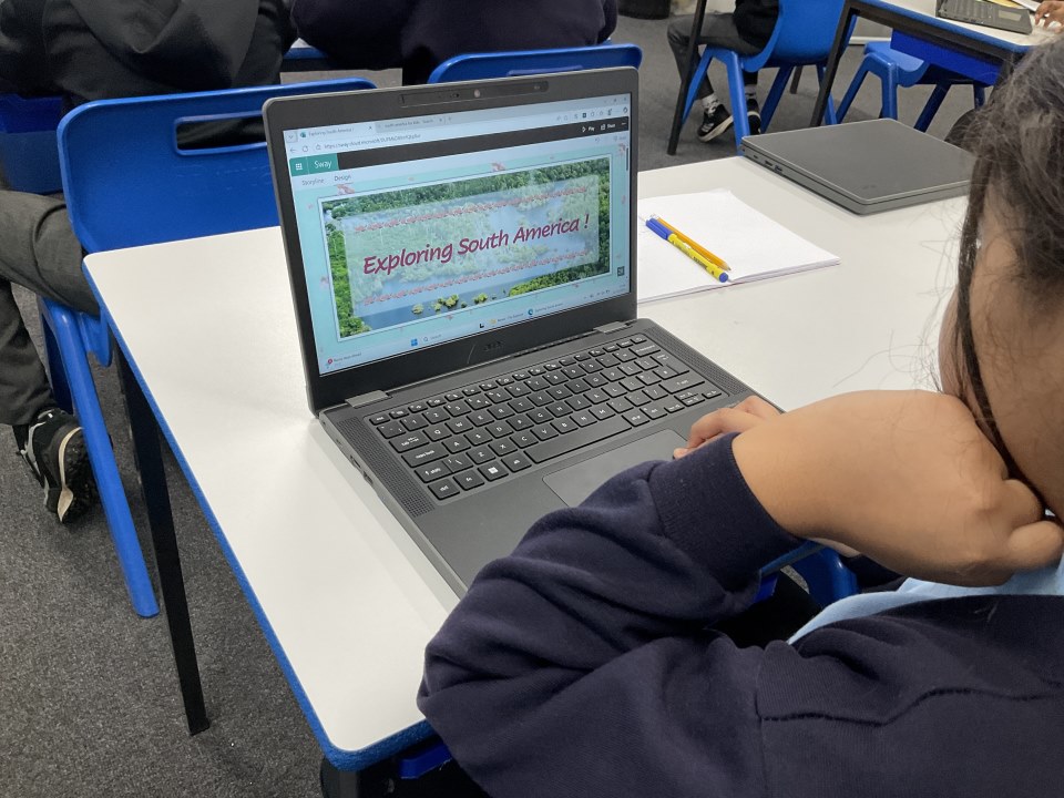 Year 6 computing work on creating Sway leaflets