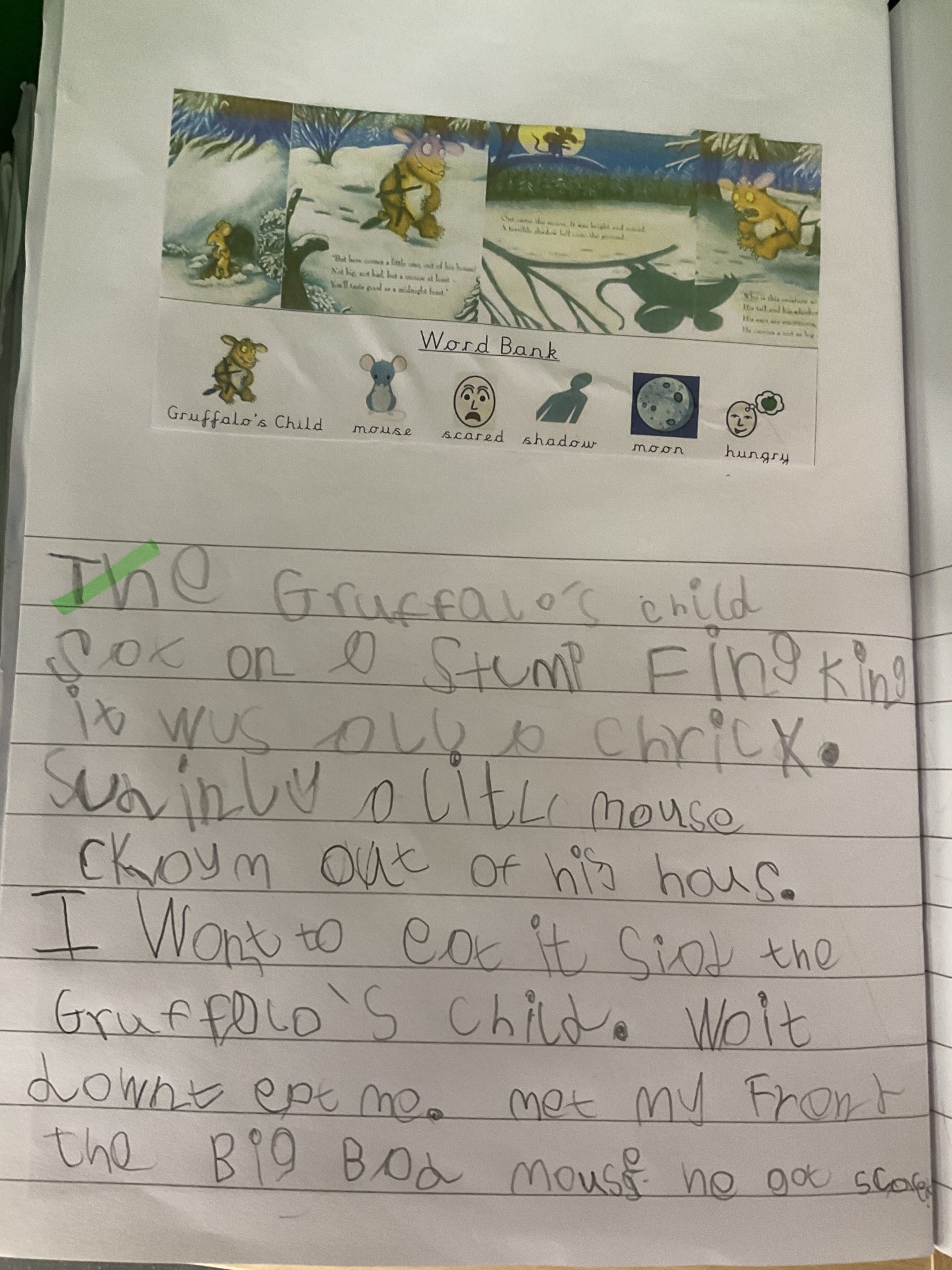 Year 1 writing work on the Gruffalo