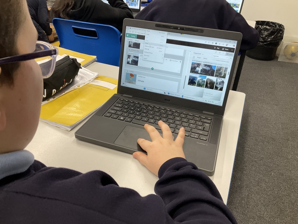 Year 6 computing work on creating Sway leaflets