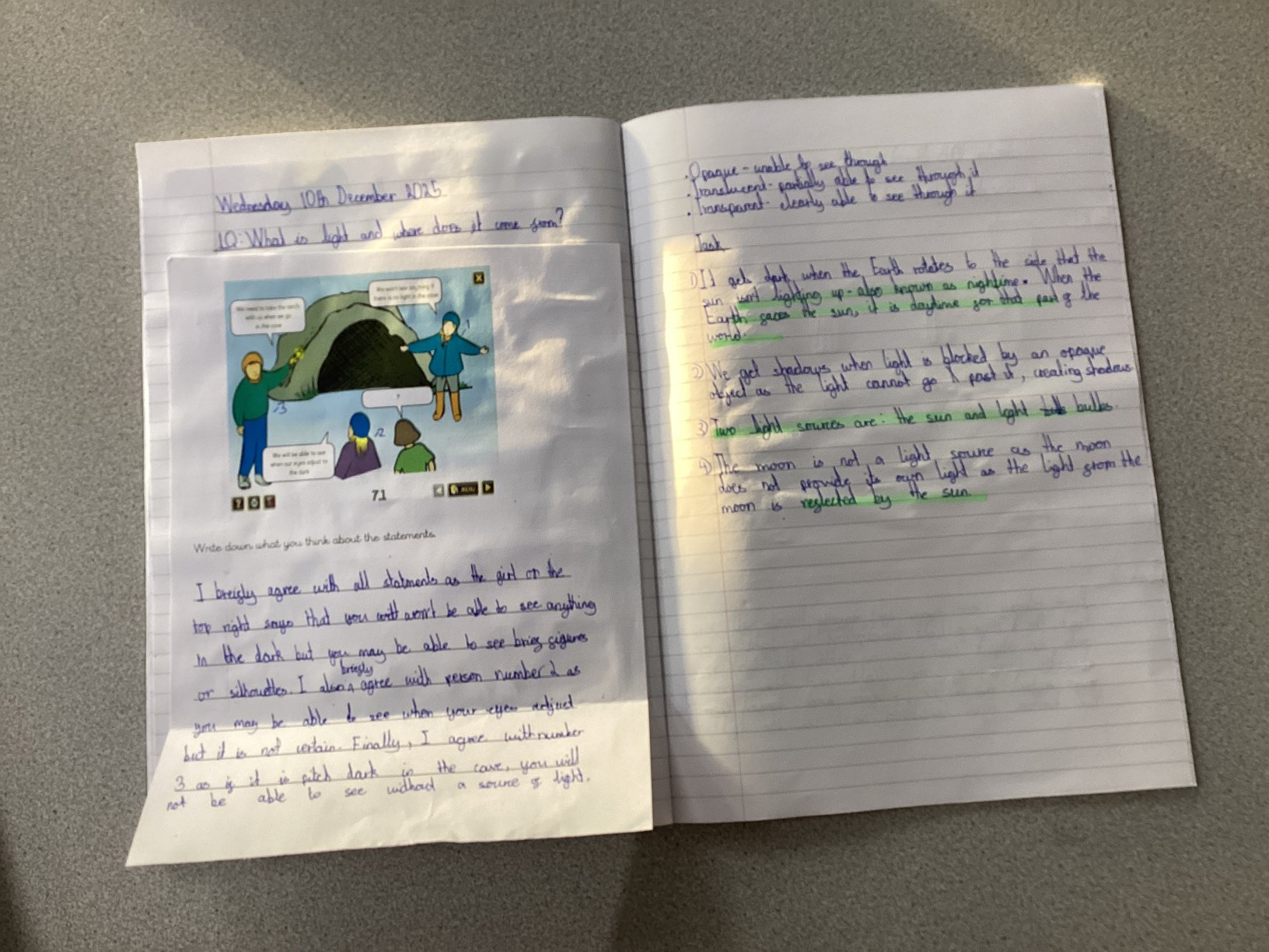 Year 6 writing work