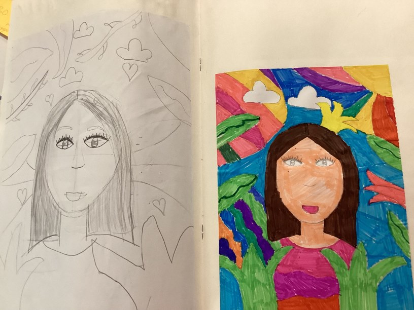 A Year 5 child's art work of a girl