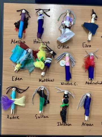 Several peg dolls made by year 1