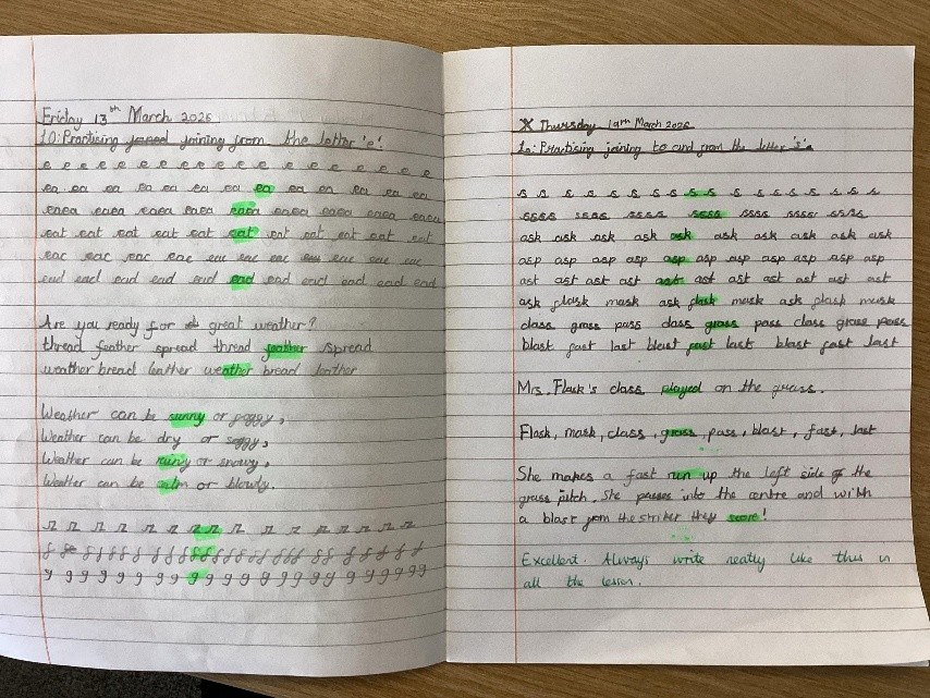 Year 4 handwriting work