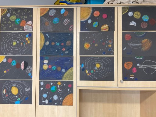 Year 5 Art work on the solar system